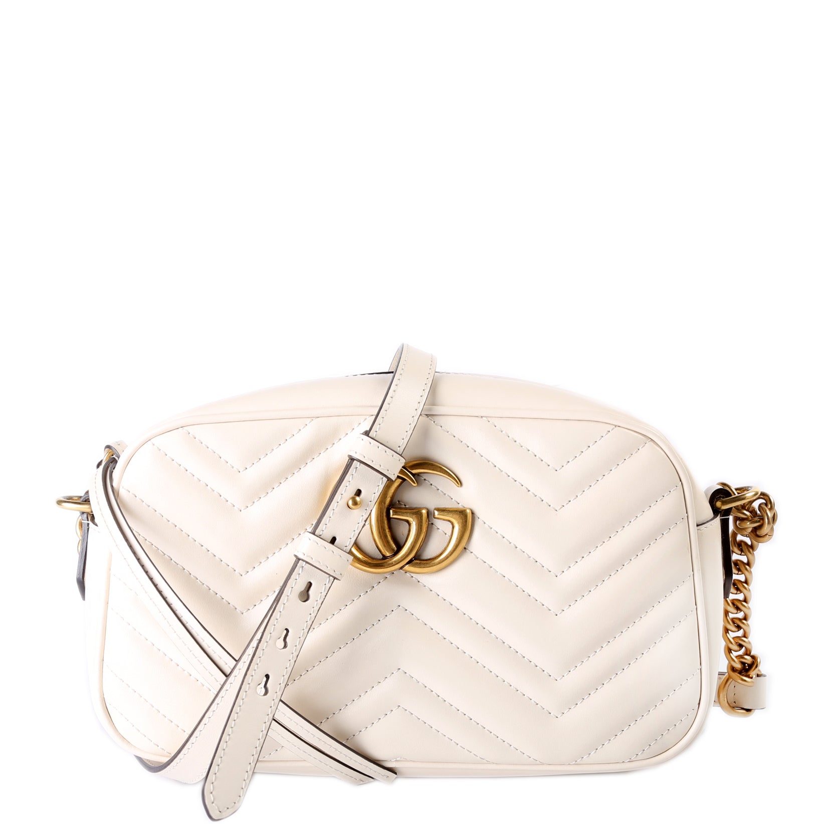 Gucci Marmont Camera Leather White Small Travel Bag