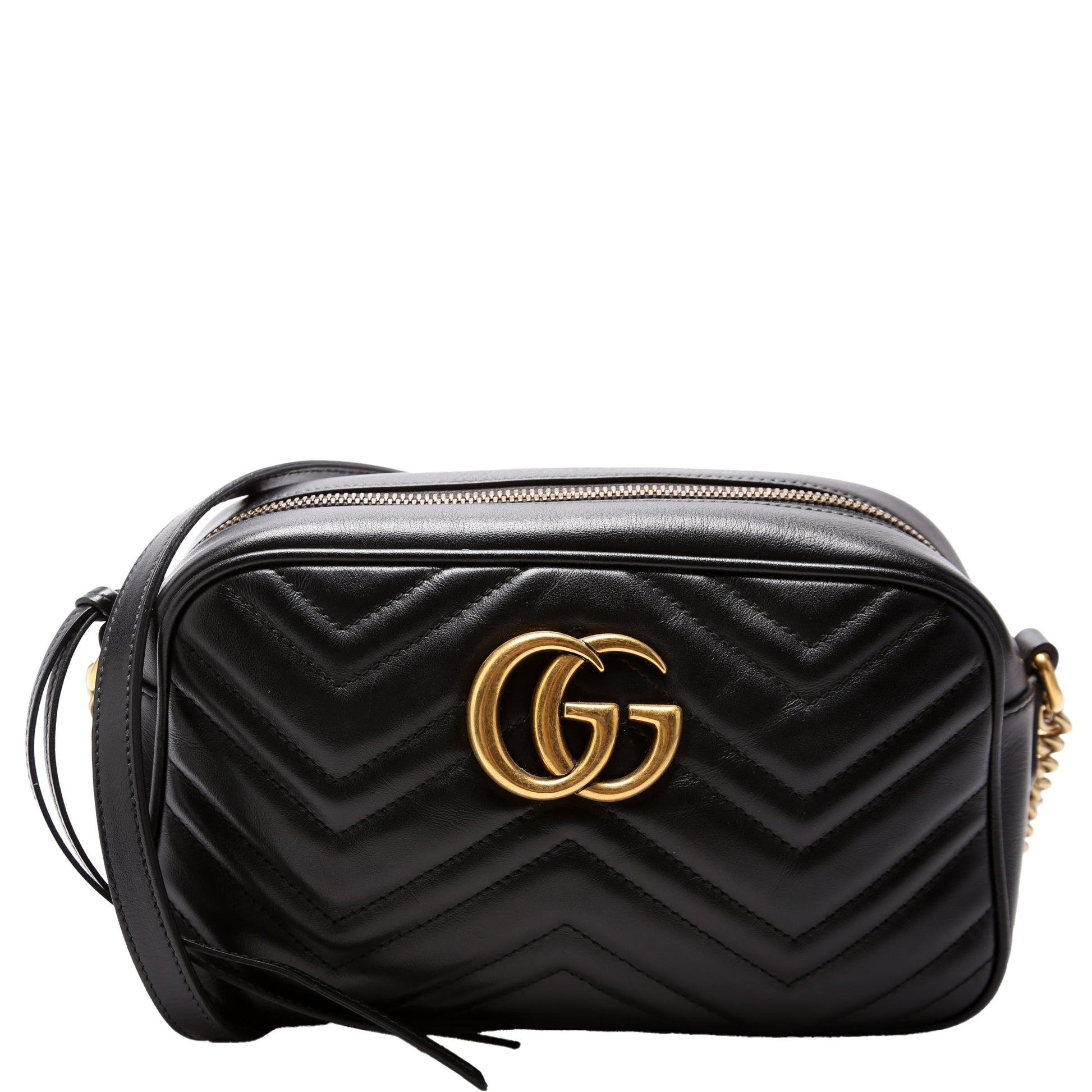 Gucci Marmont Camera Leather Black Small Travel Bag Camera Black