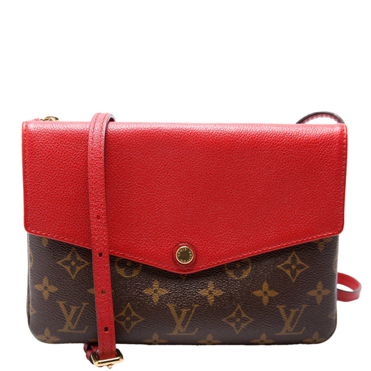 Louis Vuitton Pochette Twice Monogram Red Clutch Bag