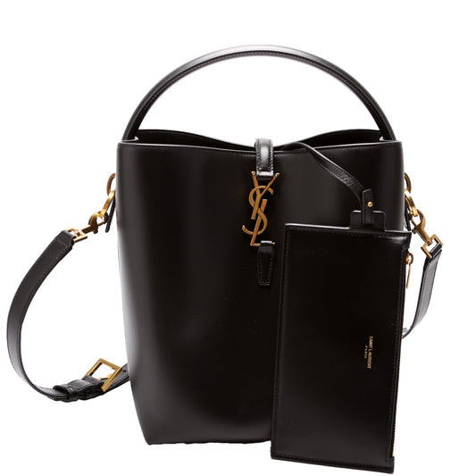 YSL Saint Laurent Saint Laurent Le Shiny Bag Leather Black Bucket Bag