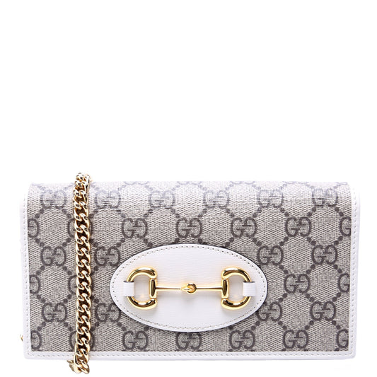 Gucci Horsebit White Chain Wallet Case