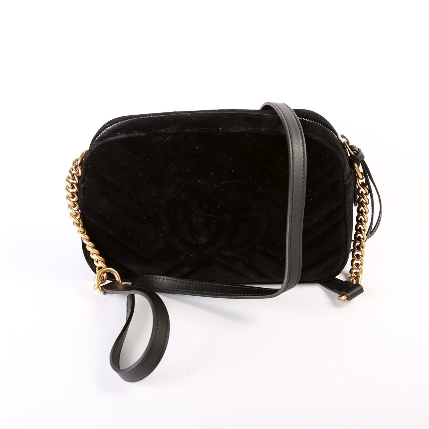 Gucci Marmont Velvet Camera Black Small Travel Bag