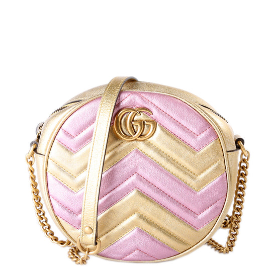 Gucci Marmont Round Pink Gold Mini Travel Bag