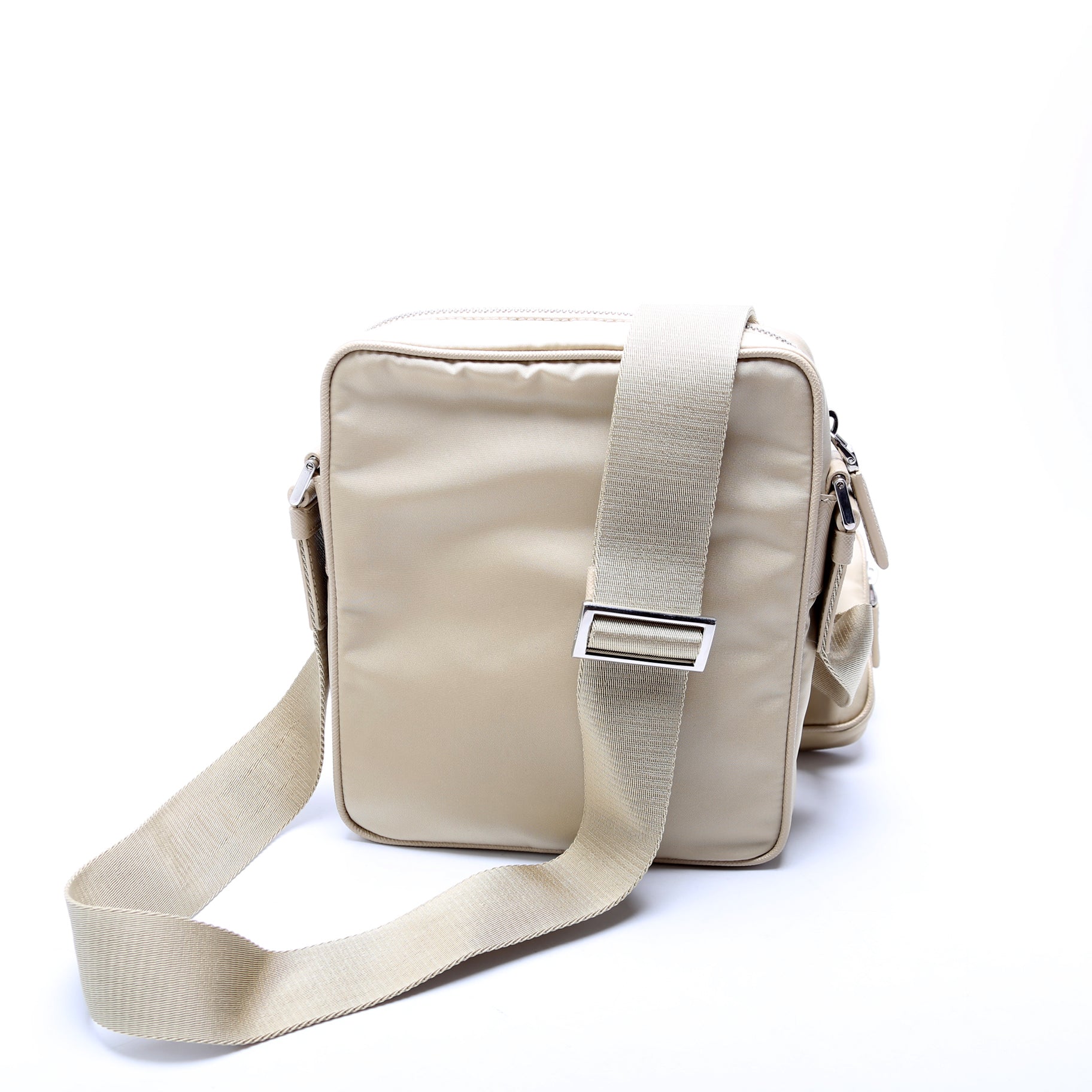 Prada Re Saffiano Shoulder Bag Leather Nylon Gold Bag