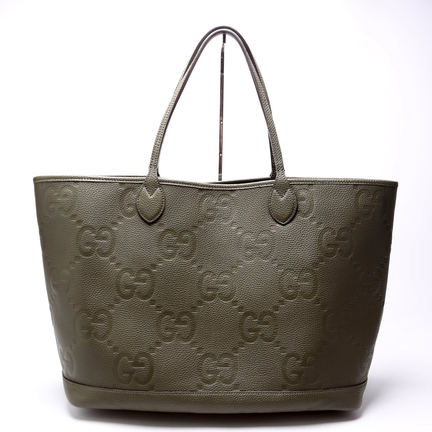 Gucci GG Embossed W Pouch Green Large Tote Bag