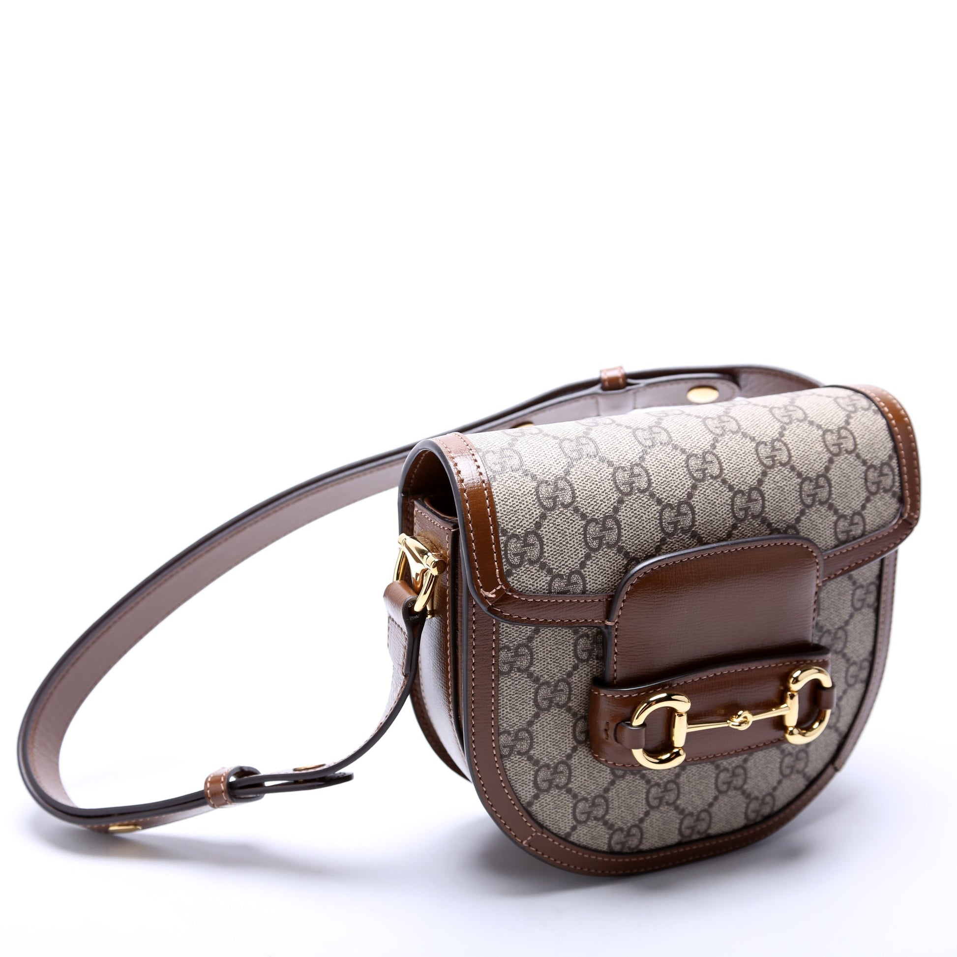 Gucci Horsebit GG Supreme Rounded Brown Mini Travel Bag