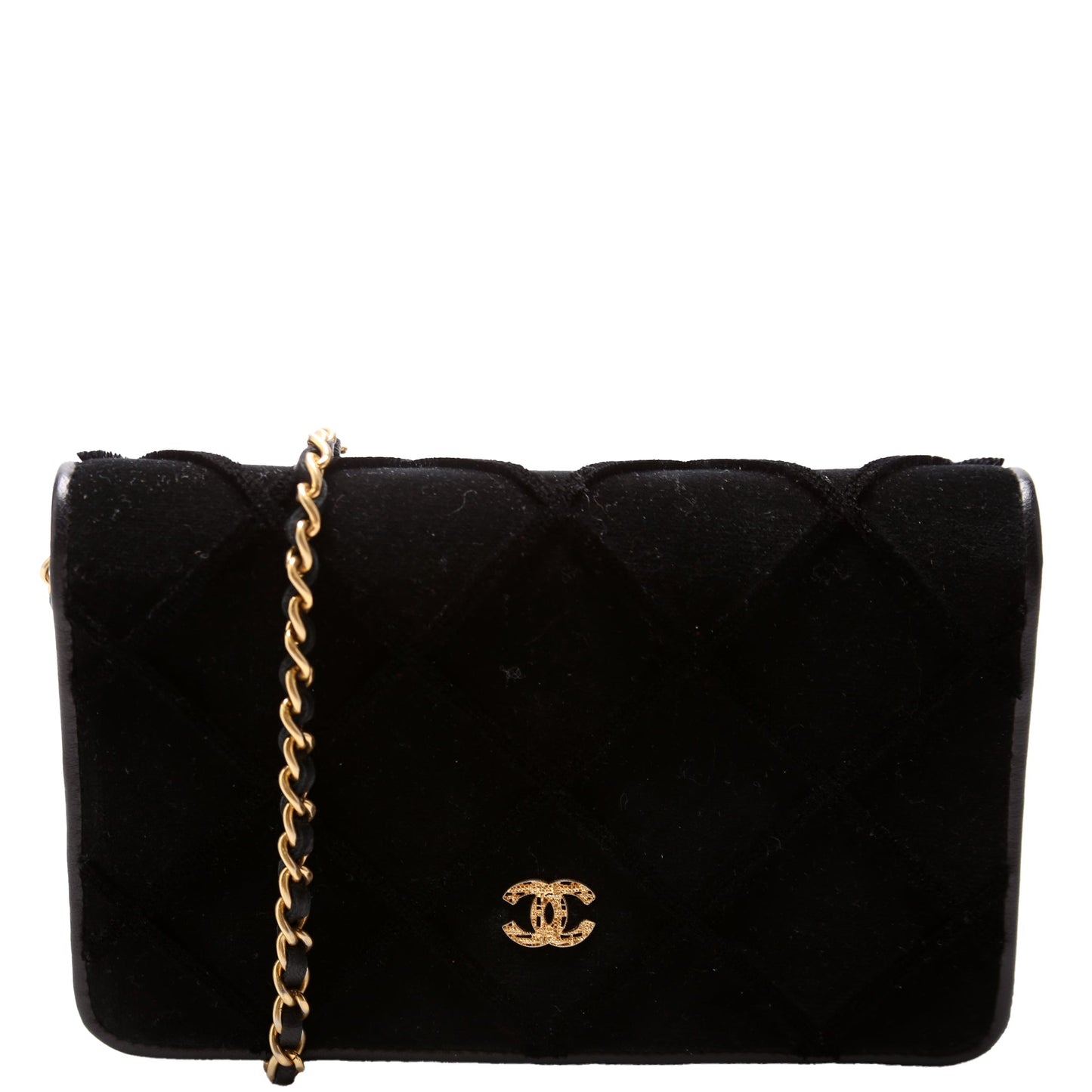 Chanel WOC 3D Quilted Velvet 24M Black Clutch Bag
