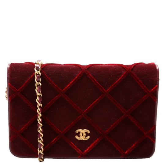 Chanel WOC 3D Quilted Velvet 24M Red Clutch Bag