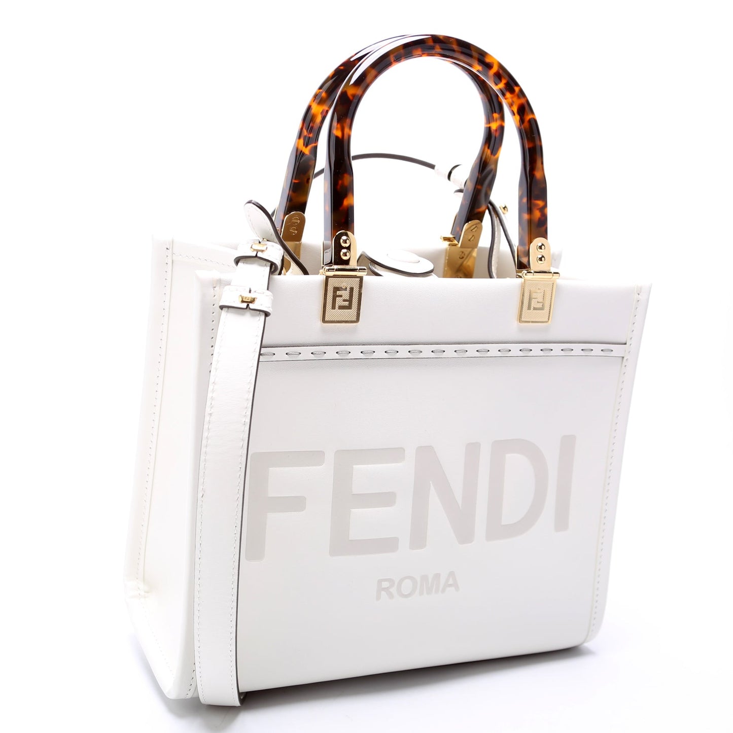Fendi 8Bh394 Sunshine Shopper Bag Leather White Small Travel Bag