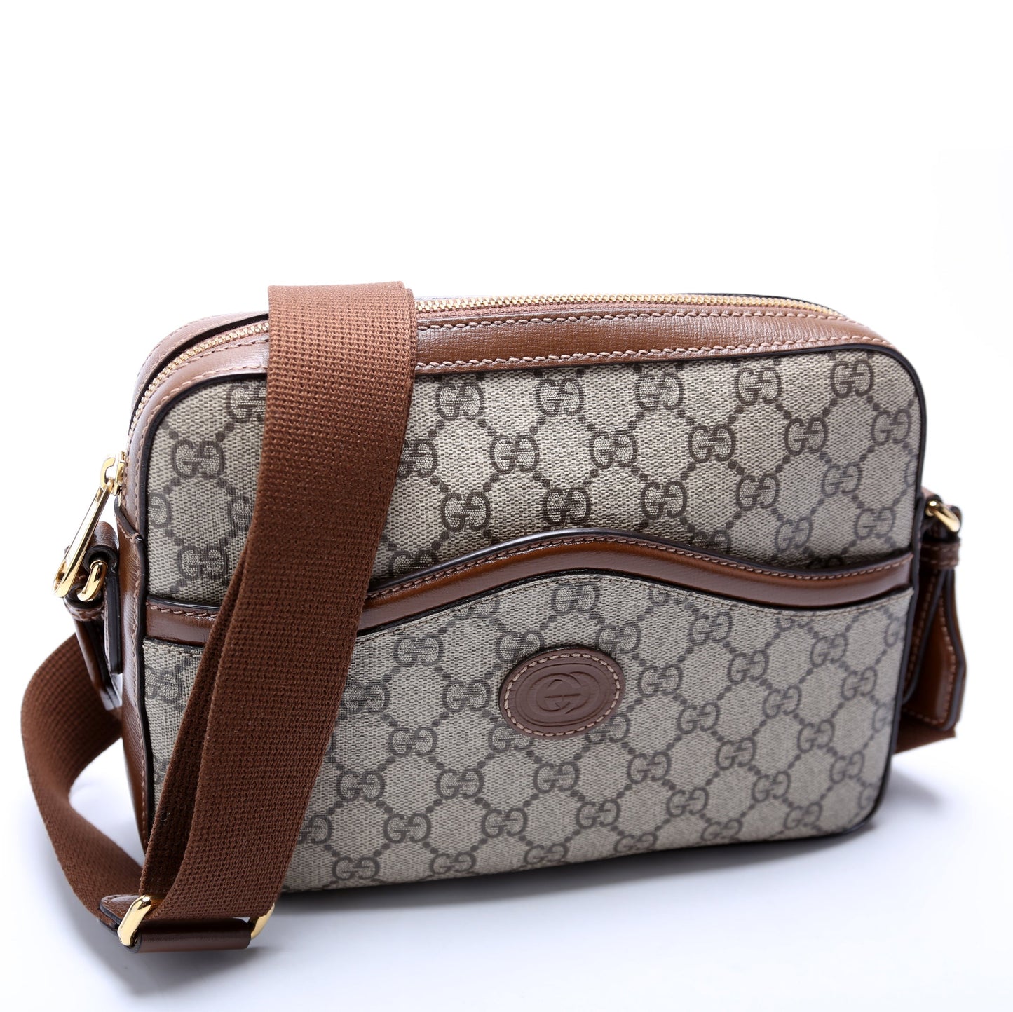 Gucci Interlocking GG Messenger Brown Travel Bag