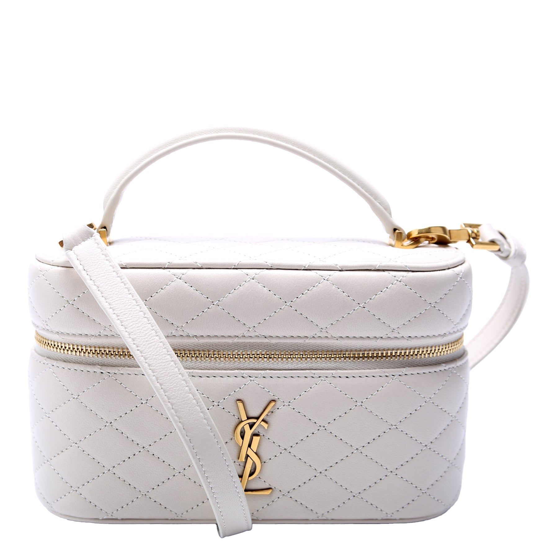 YSL Saint Laurent Saint Laurent Gaby Vanity Lambskin Bag Quilted Cream Travel Bag