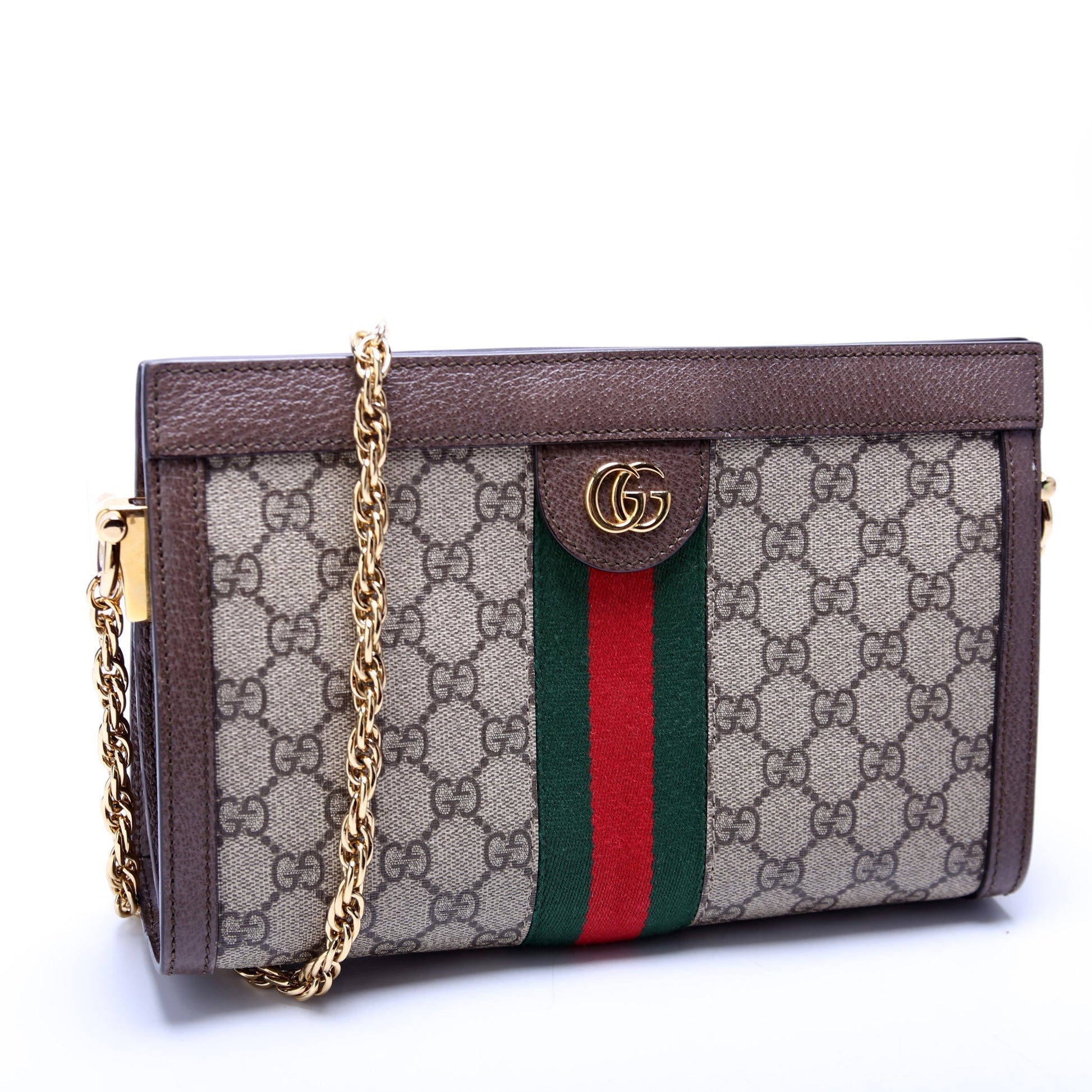 Gucci GG Supreme Ophidia Brown Small Chain Travel Bag
