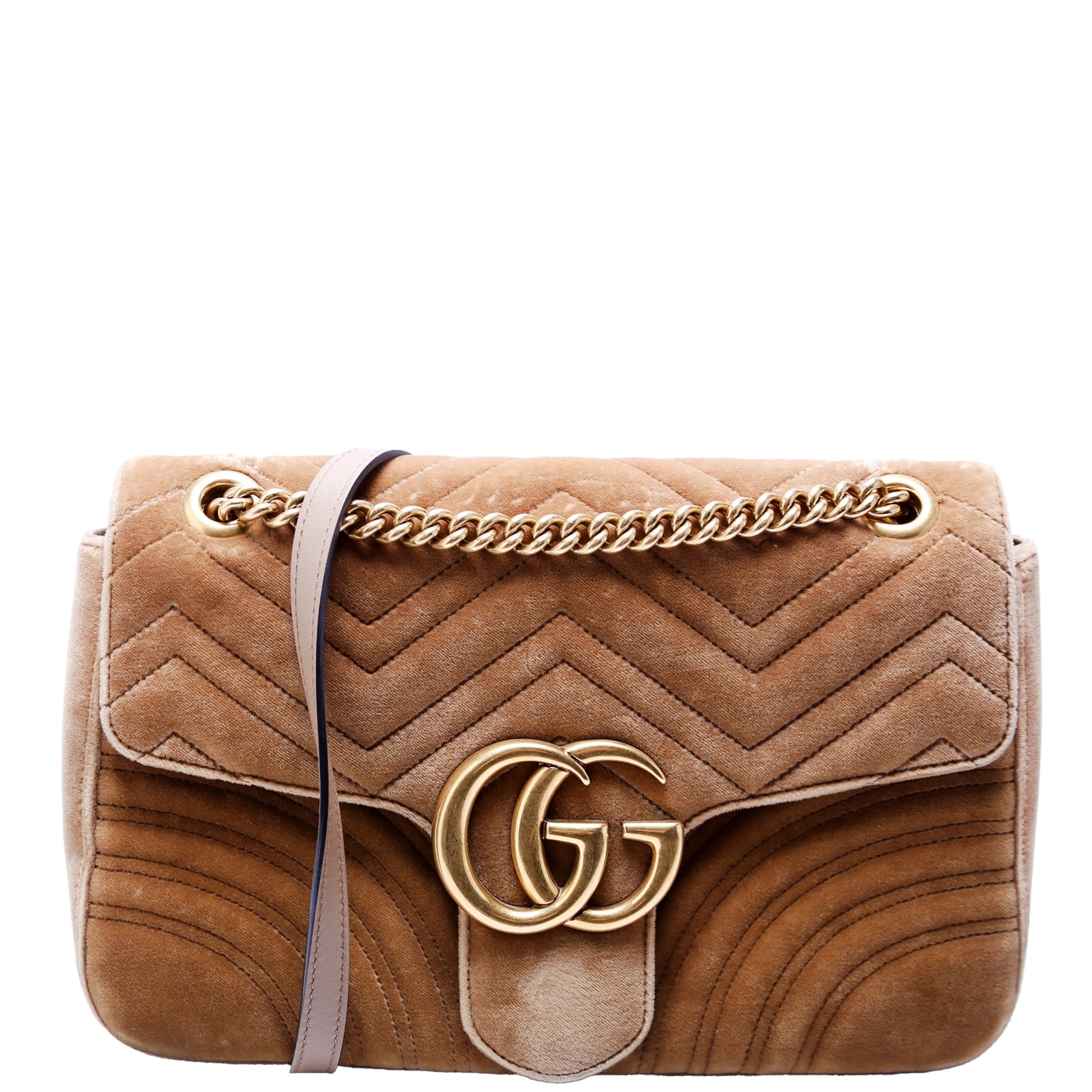 Gucci Marmont Velvet Gold Medium Shoulder Bag