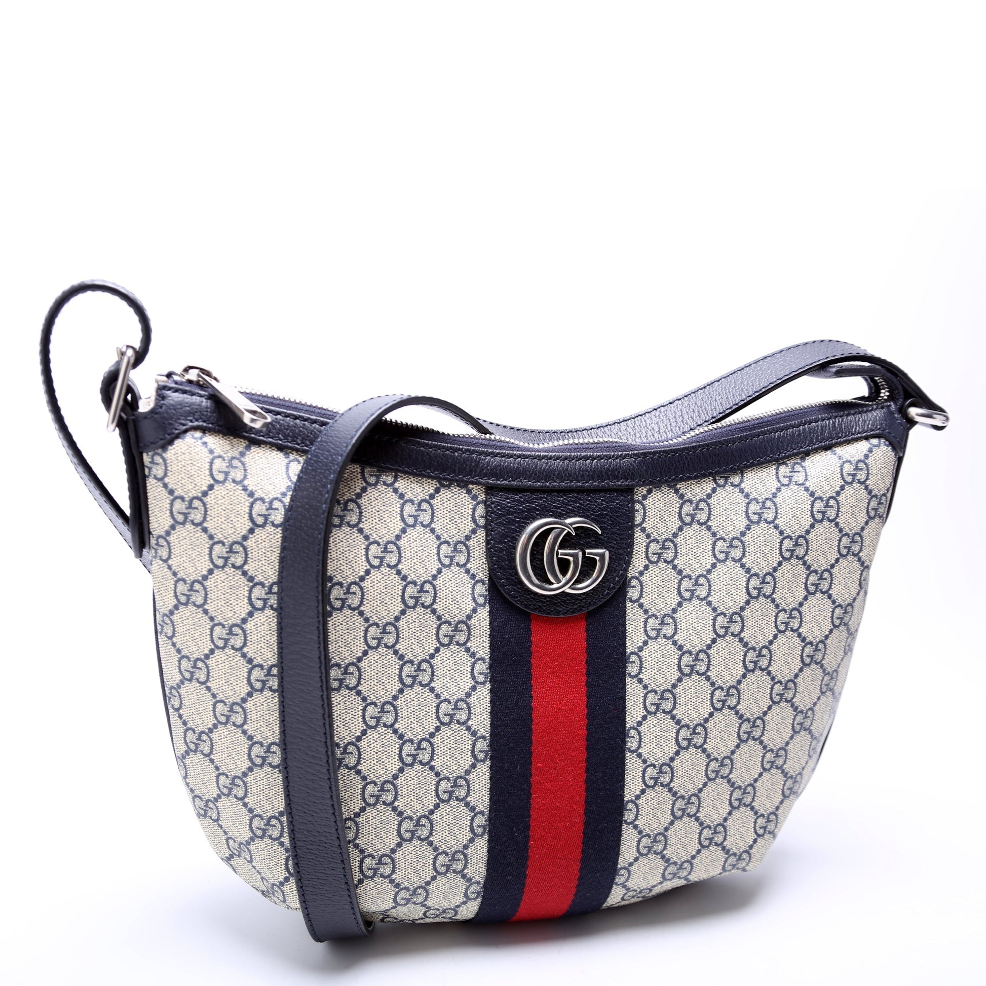 Gucci Ophidia GG Supreme Beige Navy Small Shoulder Bag