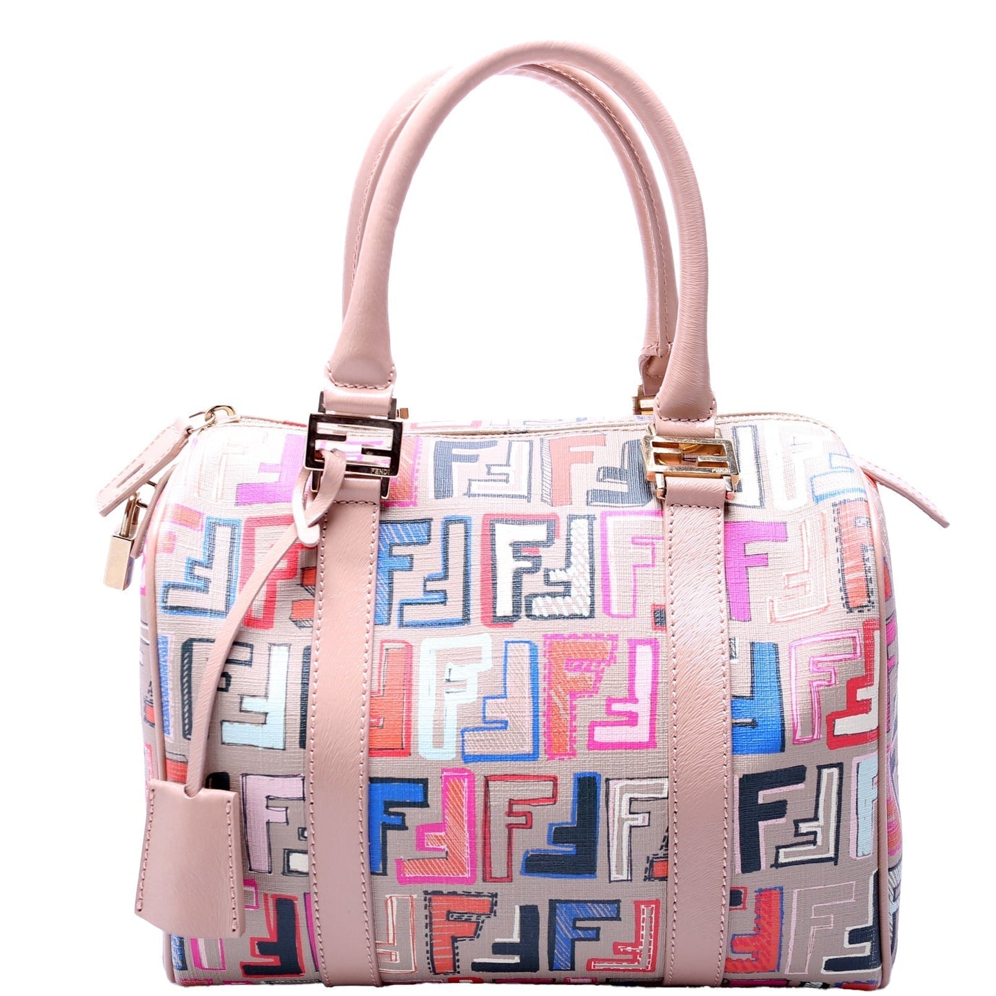 Fendi 8Bl068 Zucca Boston Bag Tan Multicolor Travel Bag