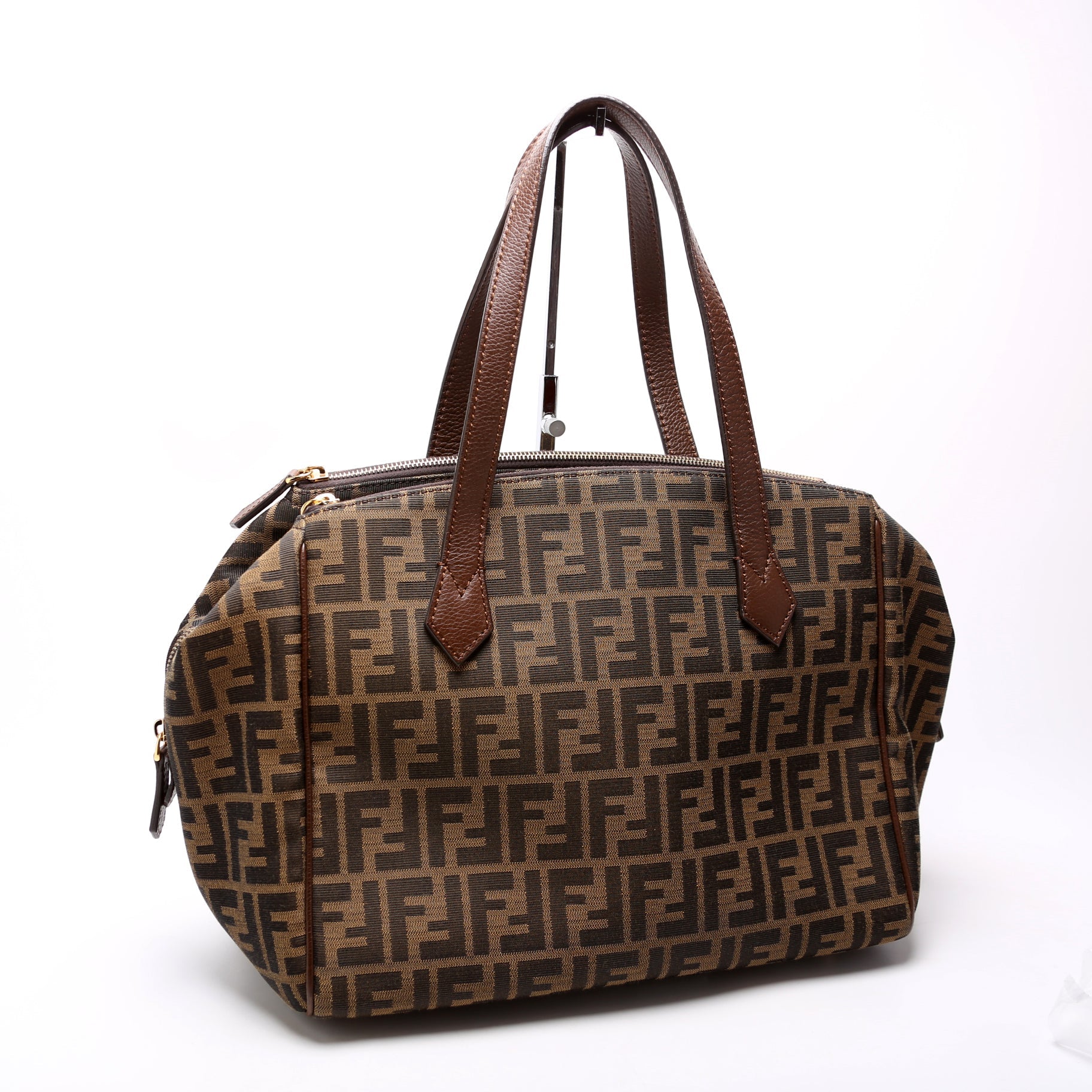 Fendi 8Bl118 Zucca Double Tote Bag Zip