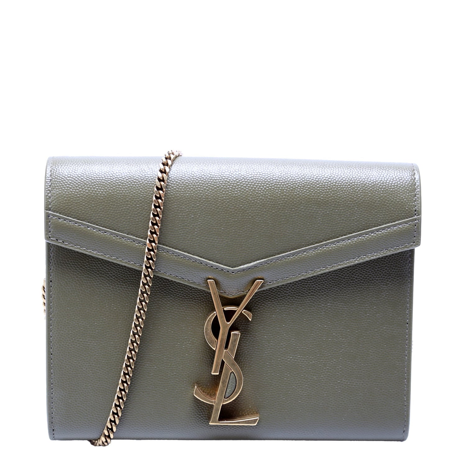 YSL Saint Laurent Cassandra Wallet Grain Bag Green Chain Travel Bag