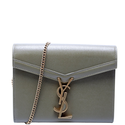 YSL Saint Laurent Cassandra Wallet Grain Bag Green Chain Travel Bag