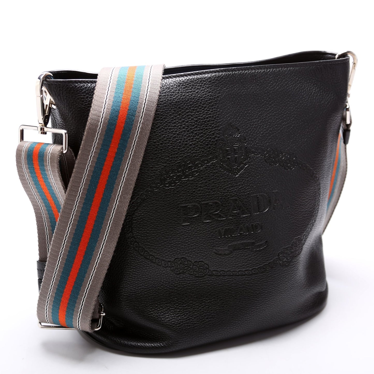 Prada Vitello Daino Phenix Bag Black Bucket Bucket Bag