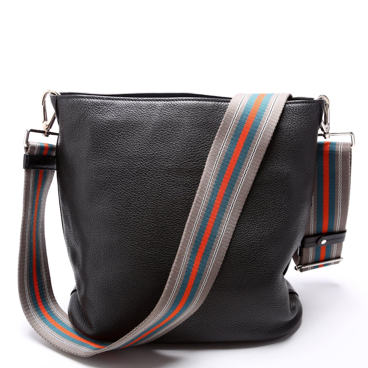 Prada Vitello Daino Phenix Bag Black Bucket Bucket Bag