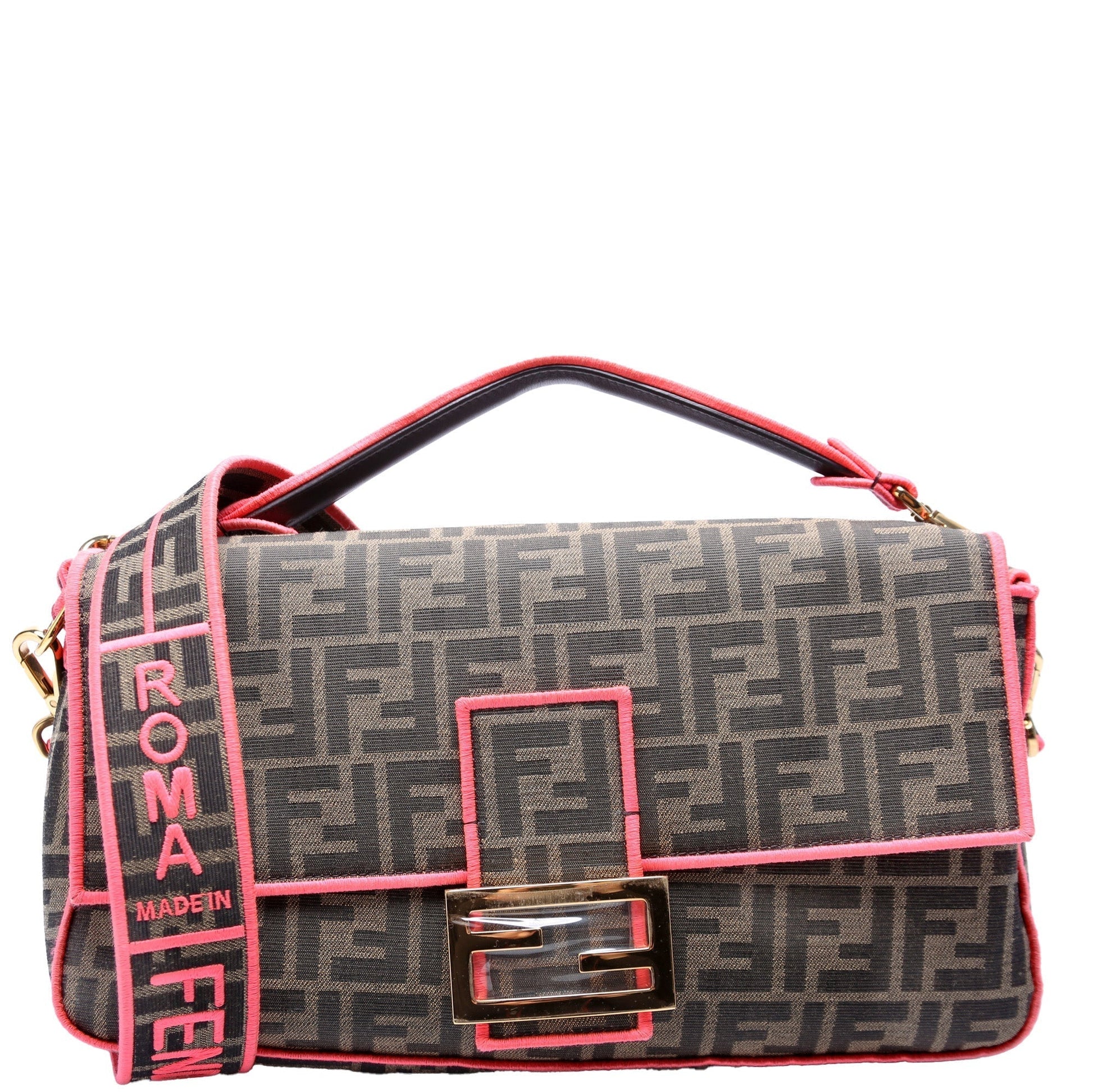 Fendi Baguette Ff Roma Bag Pink Shoulder Bag