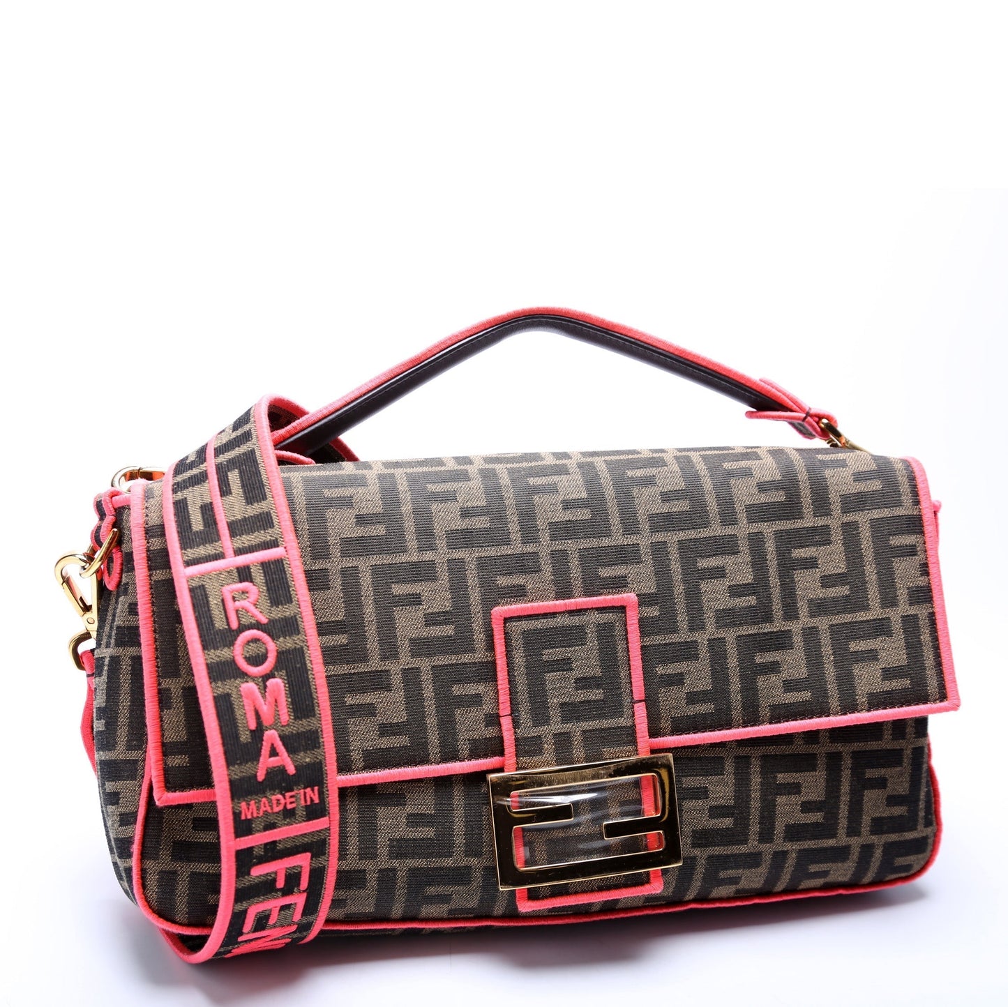 Fendi Baguette Ff Roma Bag Pink Shoulder Bag
