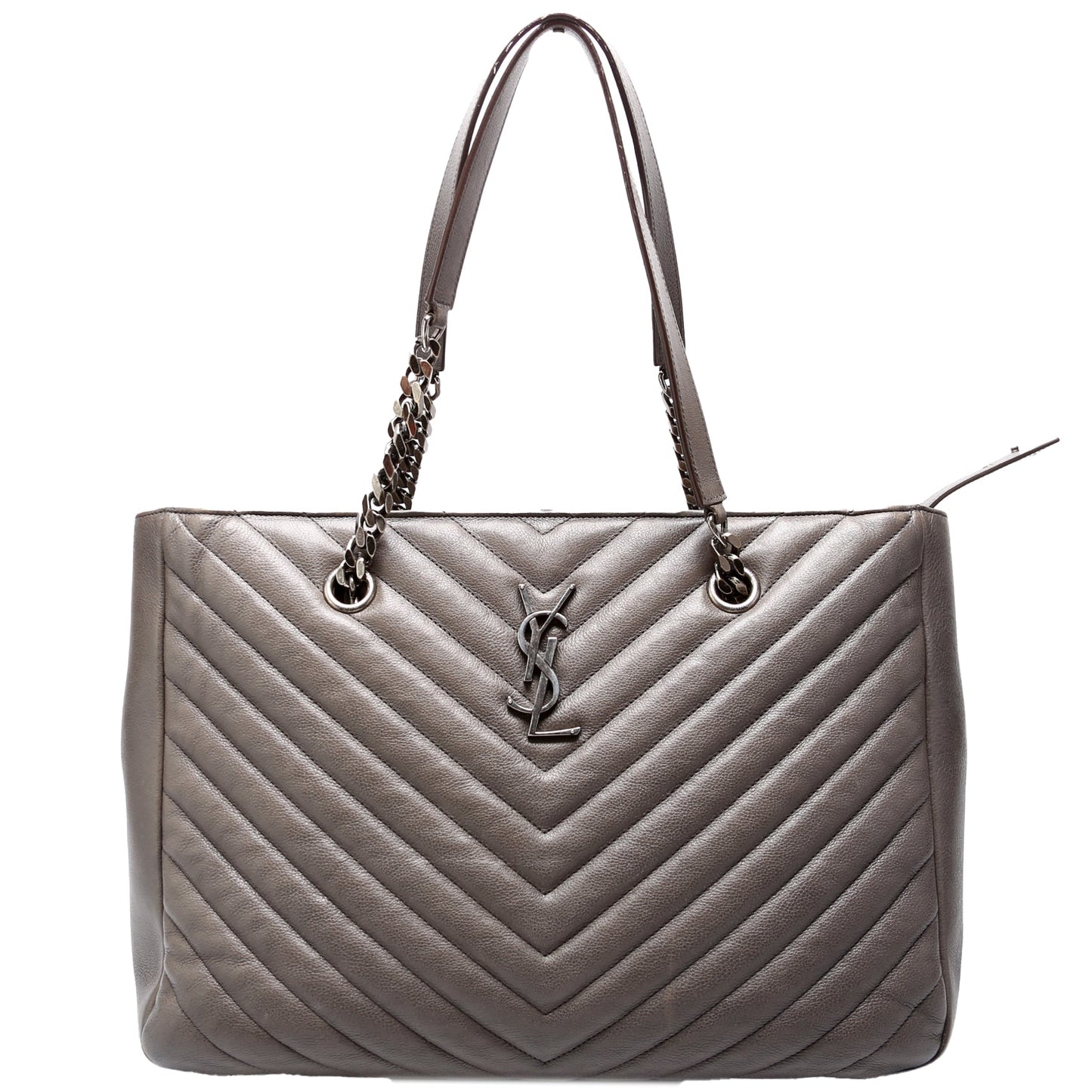 YSL Saint Laurent Saint Laurent Chevron Tote Sheepskin Grey Bag Large Tote Bag