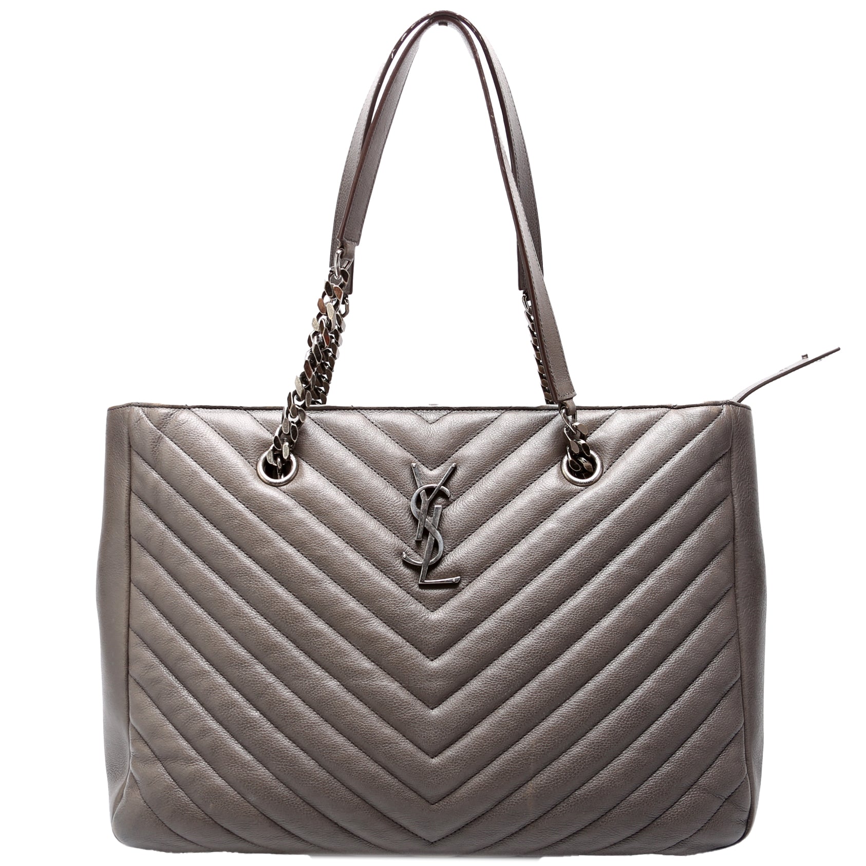 YSL Saint Laurent Saint Laurent Chevron Tote Sheepskin Grey Bag Large Tote Bag