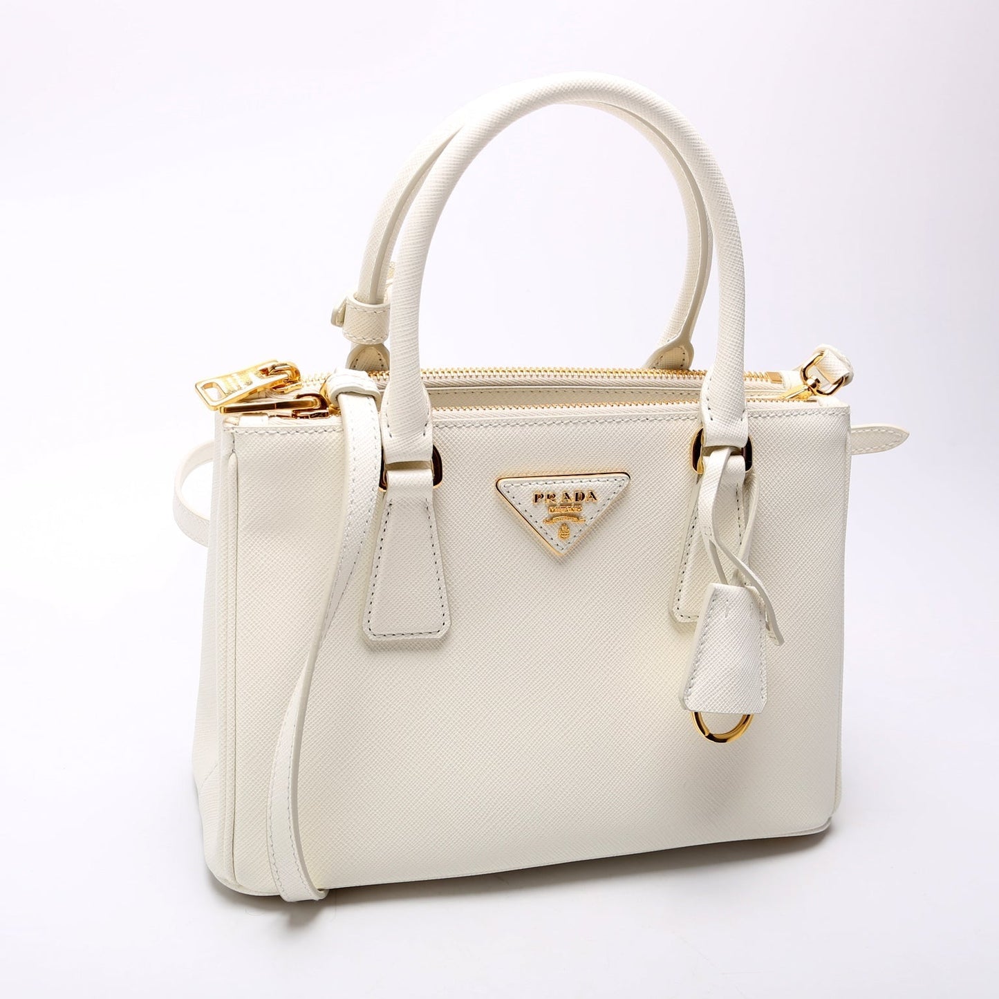 Prada Saffiano Lux Galleria Bag White Small Travel Bag