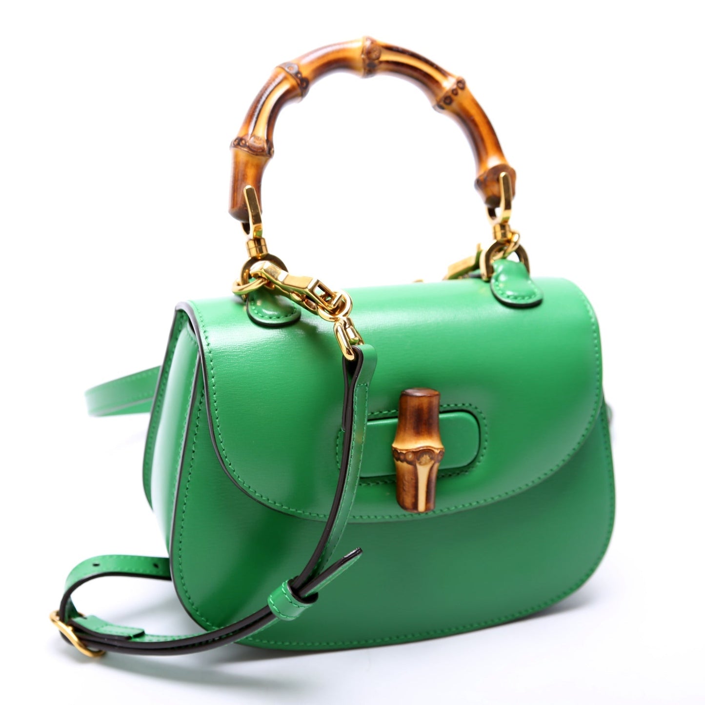 Gucci Bamboo Green Mini Top Handle Travel Bag