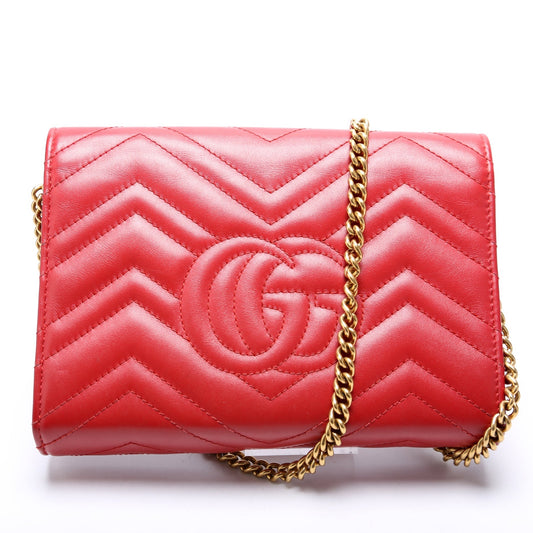 Gucci Marmont Red Chain Wallet Case