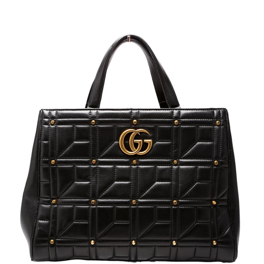 Gucci Marmont Studded Black Top Handle Travel Bag
