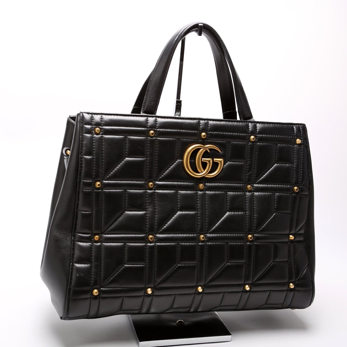 Gucci Marmont Studded Black Top Handle Travel Bag