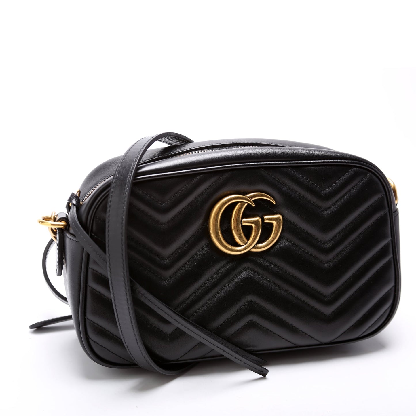 Gucci Marmont Camera Leather Black Small Travel Bag Black 1