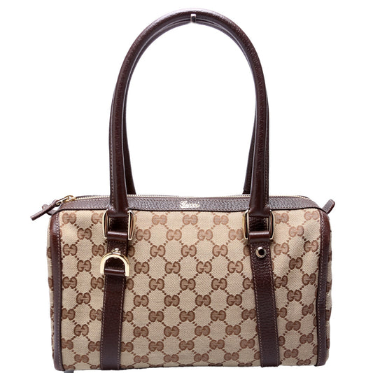 Gucci GG Abbey Boston Canvas Brown Small Travel Bag