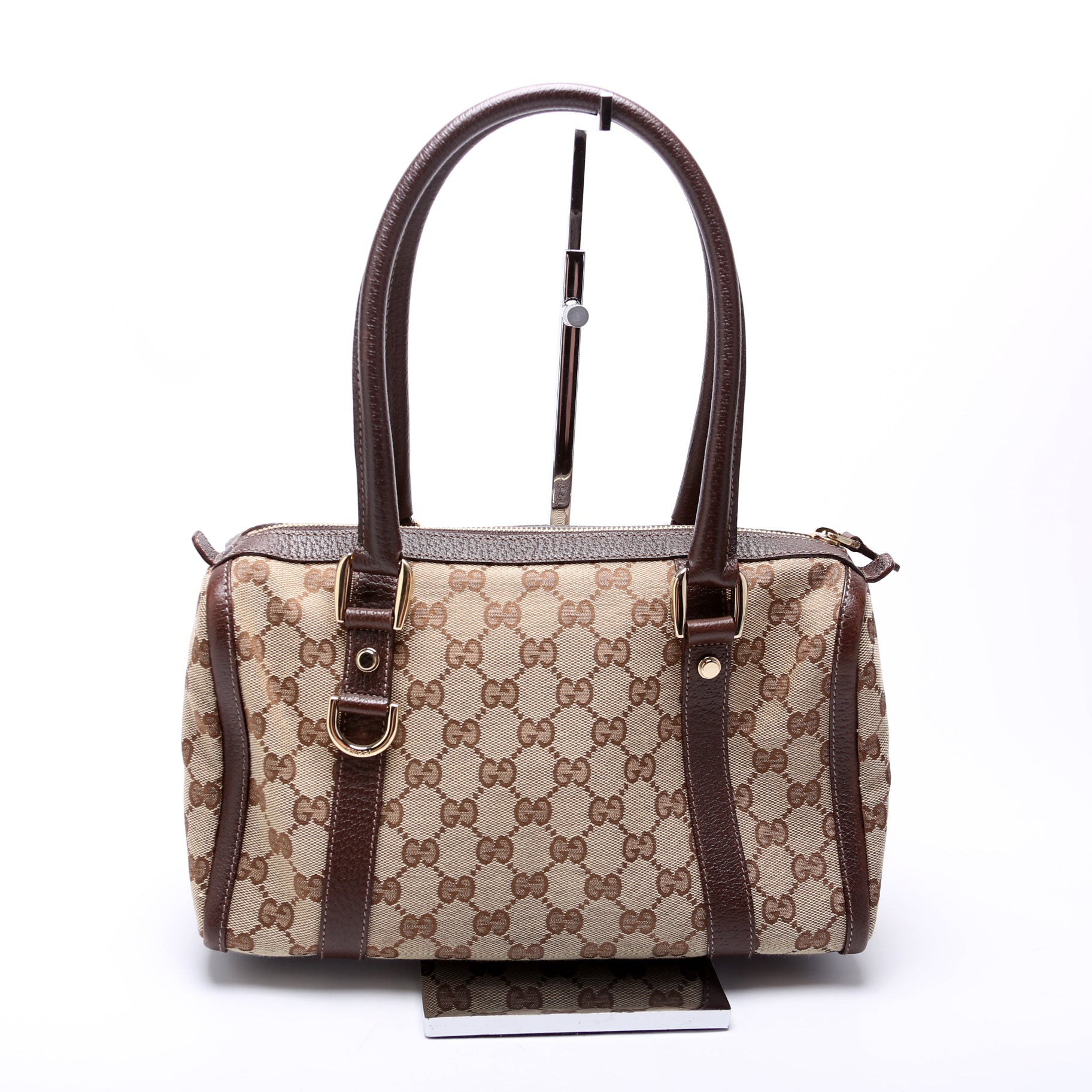 Gucci GG Abbey Boston Canvas Brown Small Travel Bag