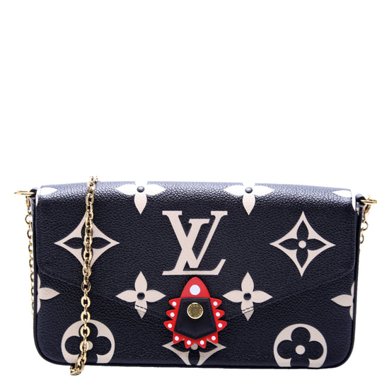 Louis Vuitton Pochette Felicie Crafty Bicolor Cream Empreinte Black Clutch Bag