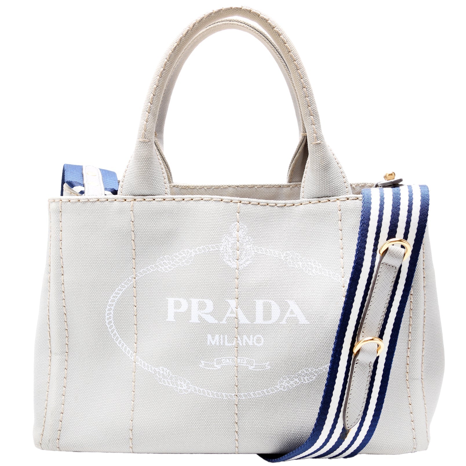 Prada Canapa Tote Grey Bag Canvas Small Tote Bag