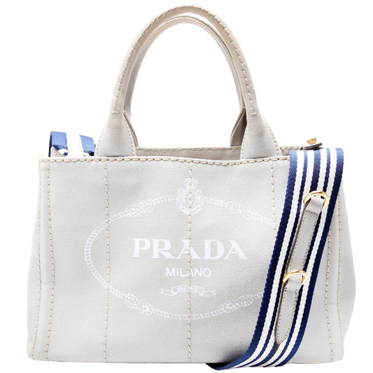 Prada Canapa Tote Grey Bag Canvas Small Tote Bag