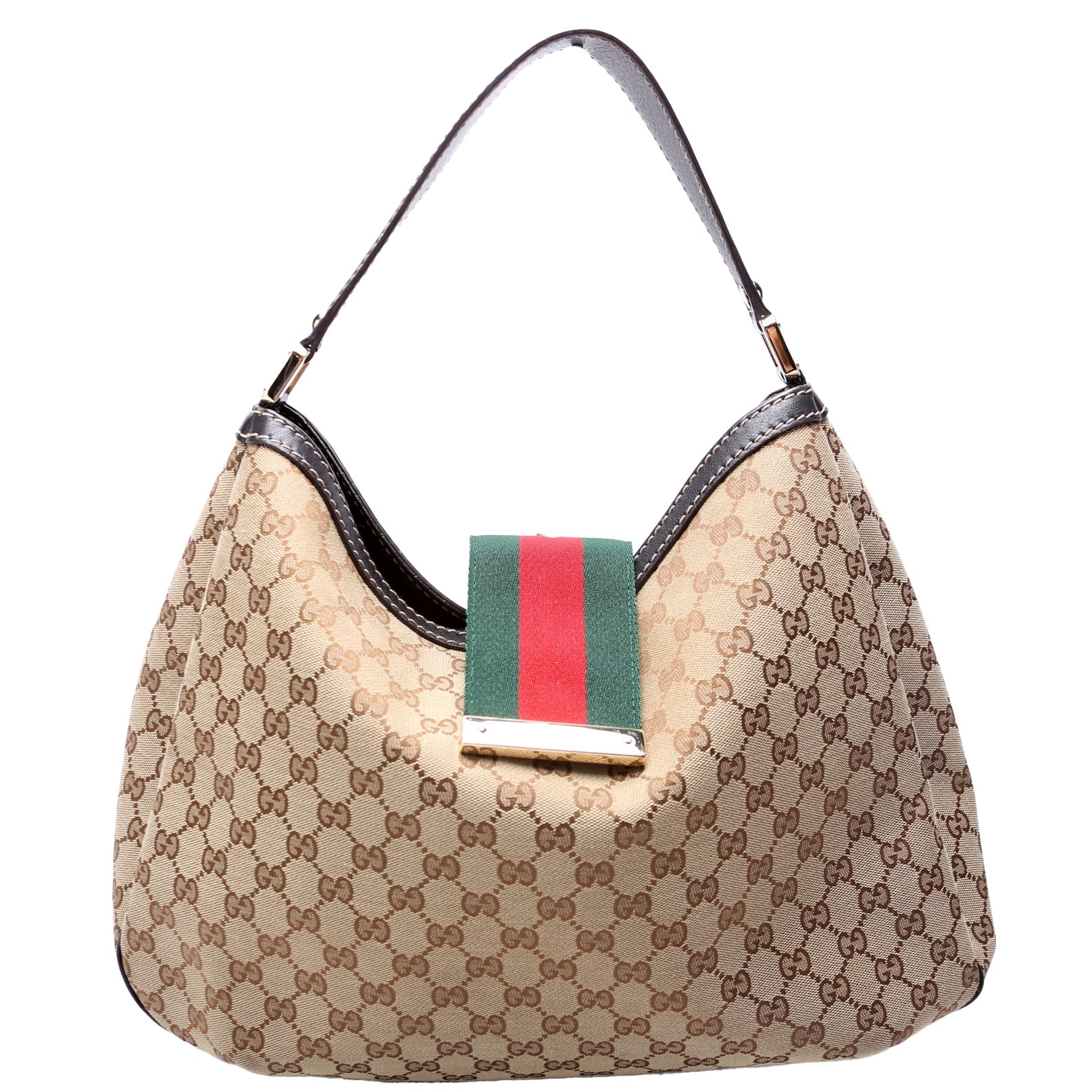 Gucci GG New Ladies Web Canvas Large Shoulder Bag Hobo 1
