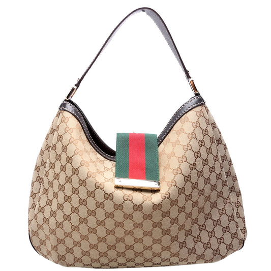 Gucci GG New Ladies Web Canvas Large Shoulder Bag Hobo 1