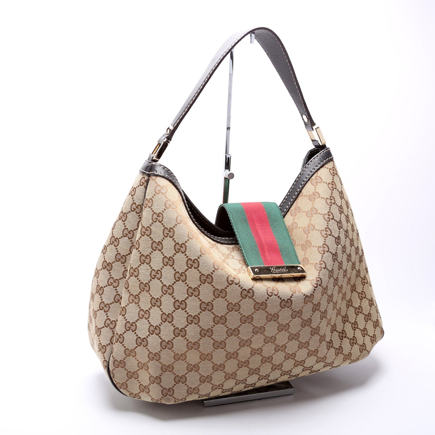 Gucci GG New Ladies Web Canvas Large Shoulder Bag Hobo 1