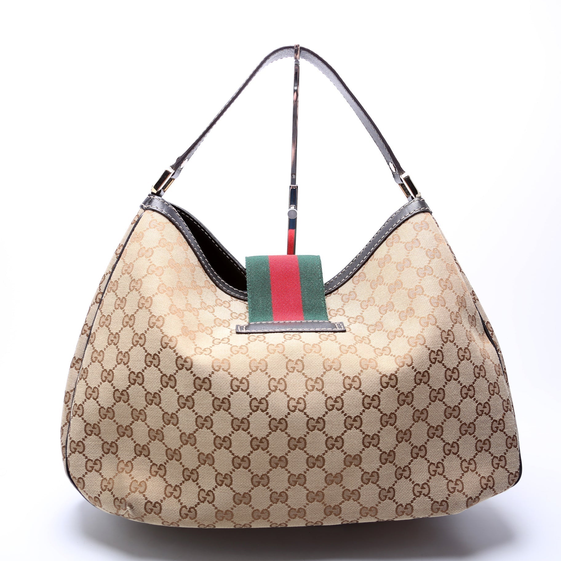 Gucci GG New Ladies Web Canvas Large Shoulder Bag Hobo 1