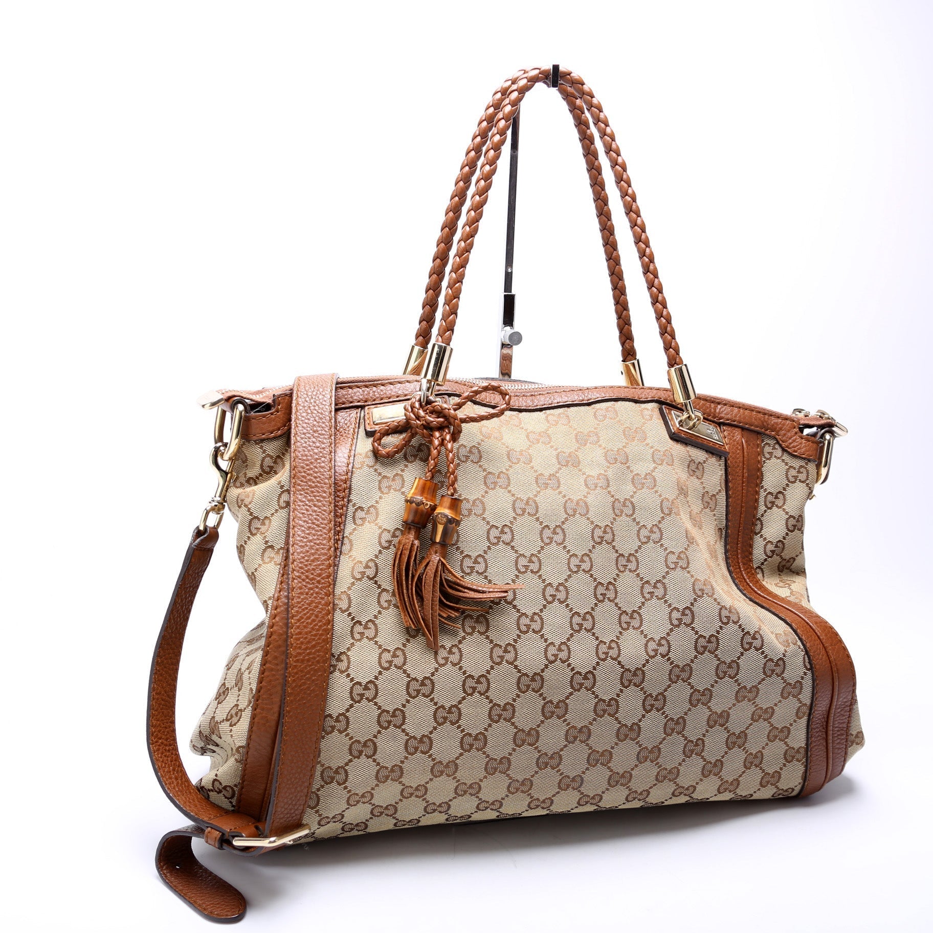 Gucci GG Bella Canvas Brown Top Handle Travel Bag