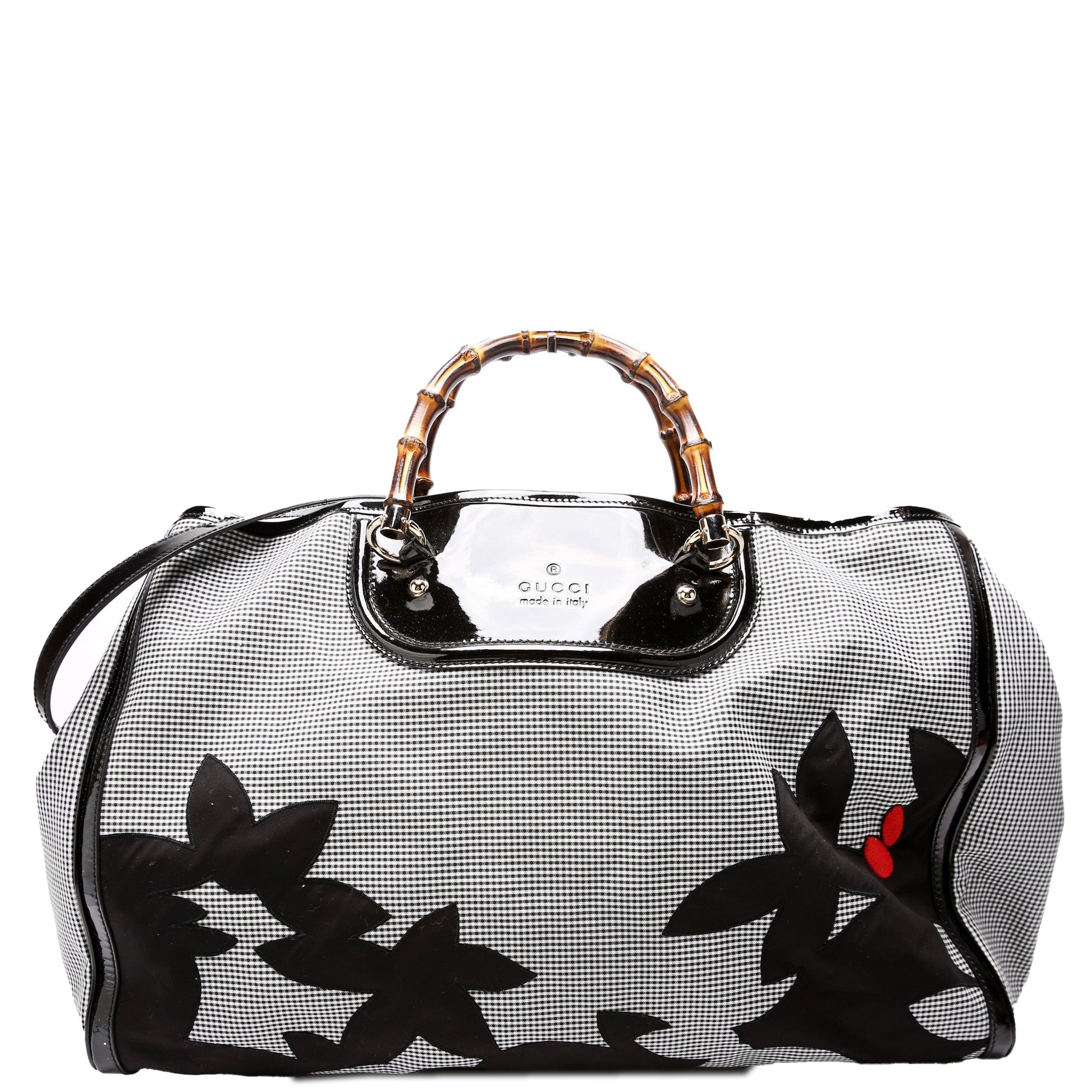 Gucci Bamboo Gingham Extra Shopper Canvas Large Tote Bag