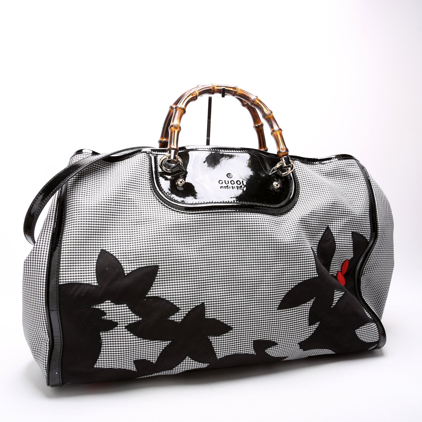 Gucci Bamboo Gingham Extra Shopper Canvas Large Tote Bag