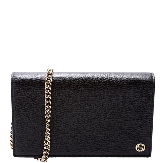 Gucci Interlocking GG Black Chain Wallet Case