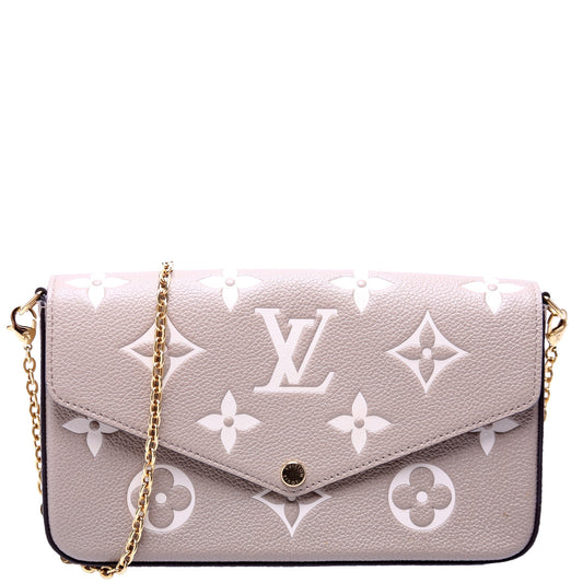 Louis Vuitton Pochette Felicie Bicolor Cream Empreinte Beige Clutch Bag