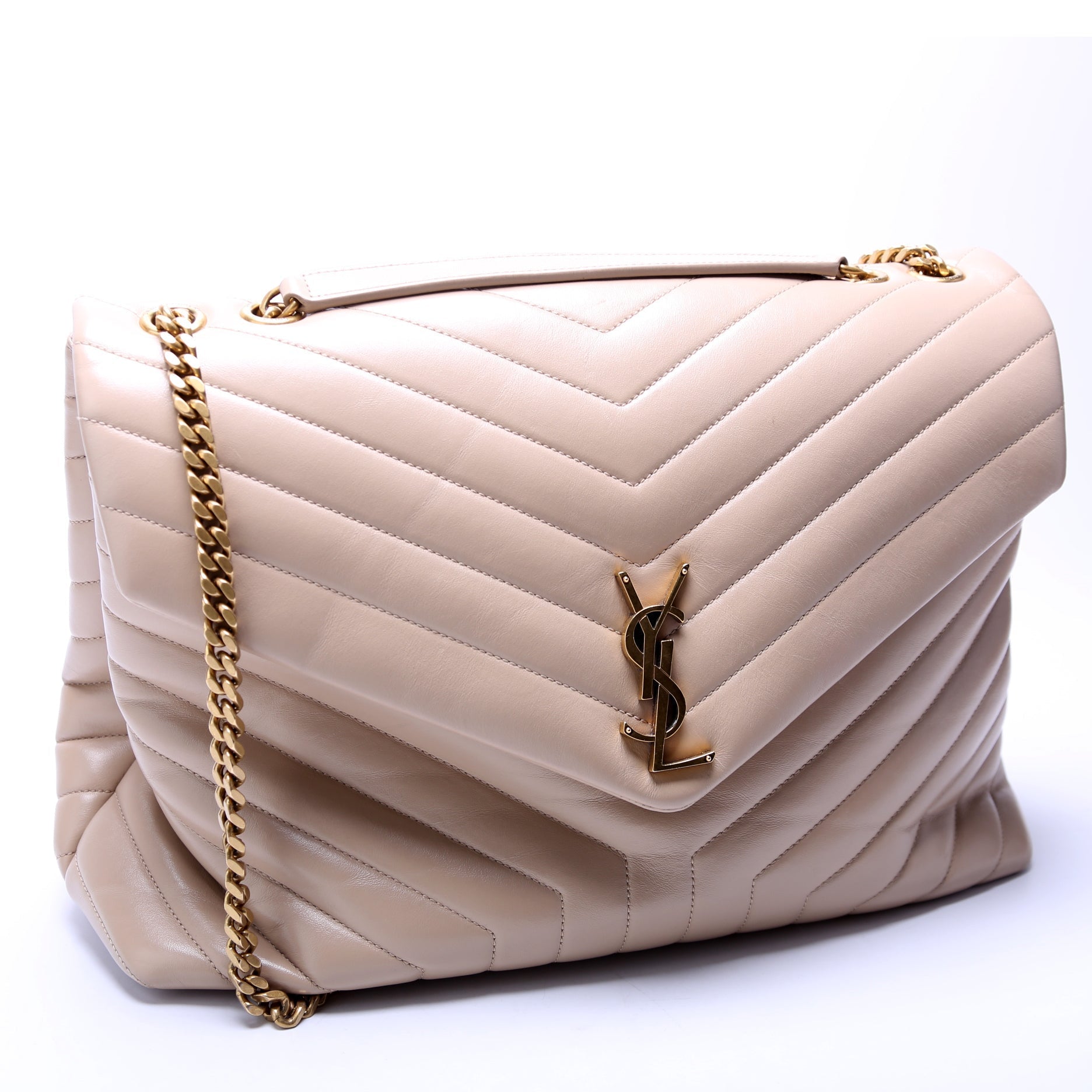YSL Saint Laurent Saint Laurent Loulou Satchel Bag Beige Large Travel Bag