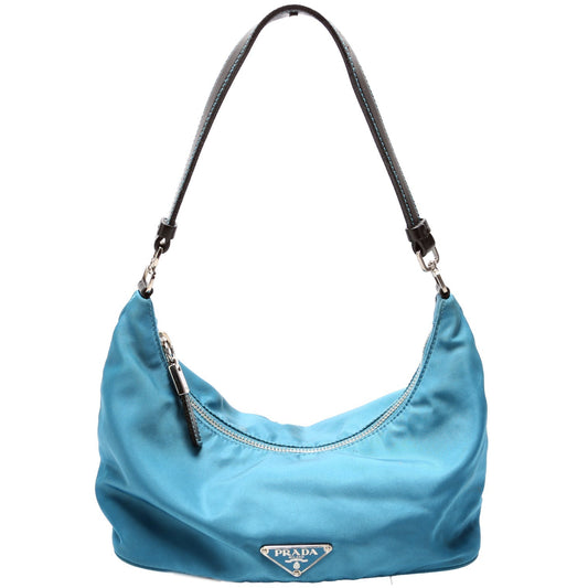 Prada Tessuto Sirio Hobo Bag Nylon Blue Travel Bag
